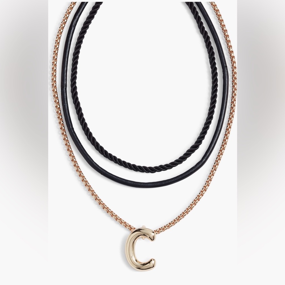 Open Edit Interchangeable Initial Pendant Necklaces - Letter C